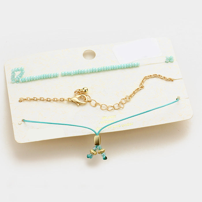 iLLASPARKZ 3 PCS - Leaf charm beaded bracelets