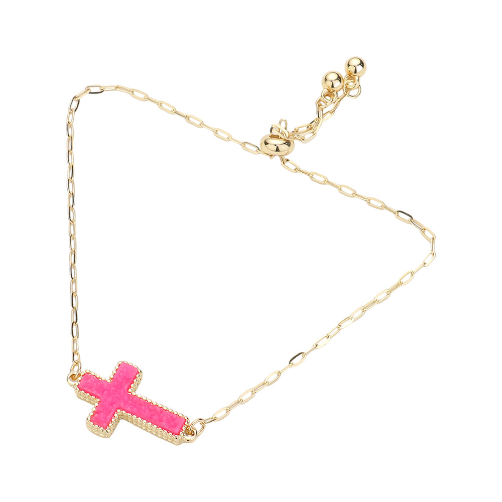 iLLASPARKZ Cross Druzy Adjustable Pull Tie Bracelet