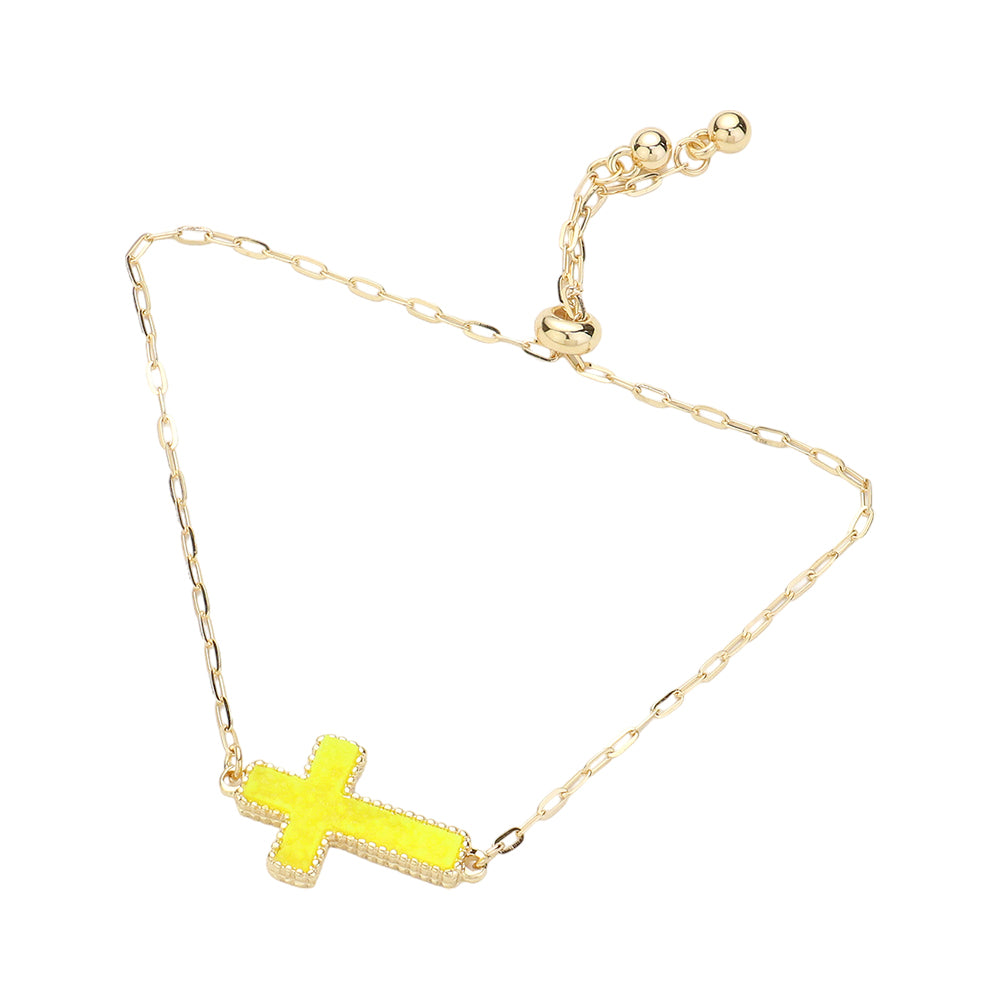 iLLASPARKZ Cross Druzy Adjustable Pull Tie Bracelet