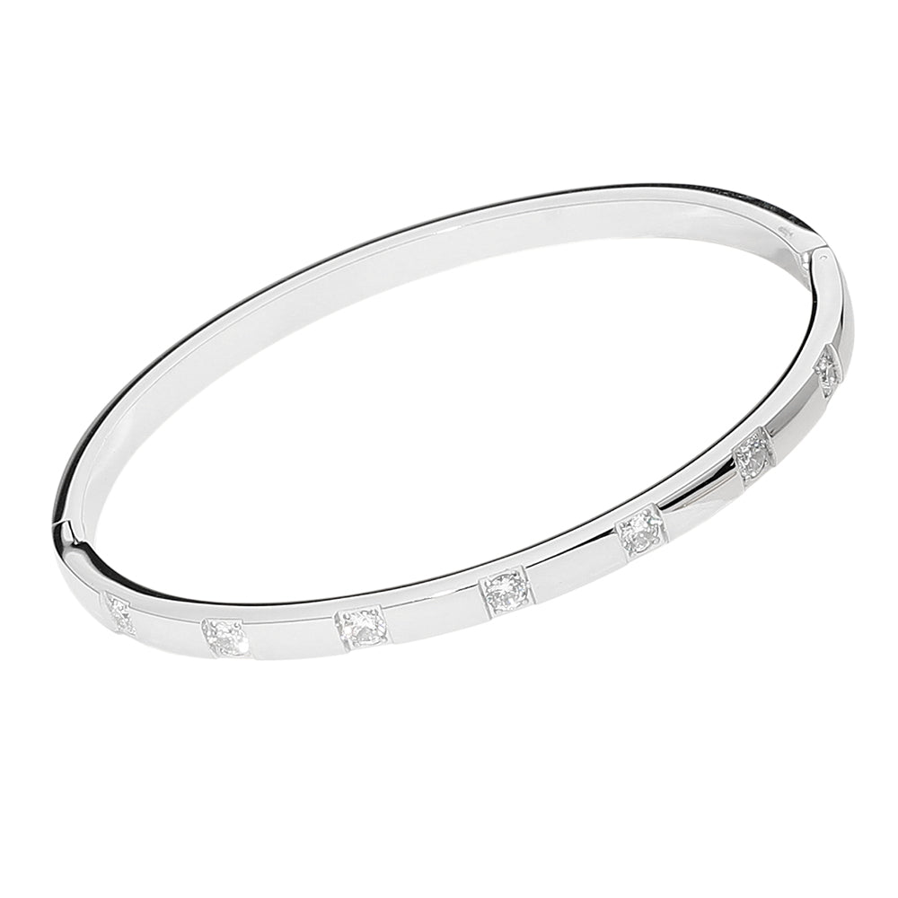 iLLASPARKZ SECRET BOX_Stainless Steel Stone Paved Hinged Bangle Bracelet