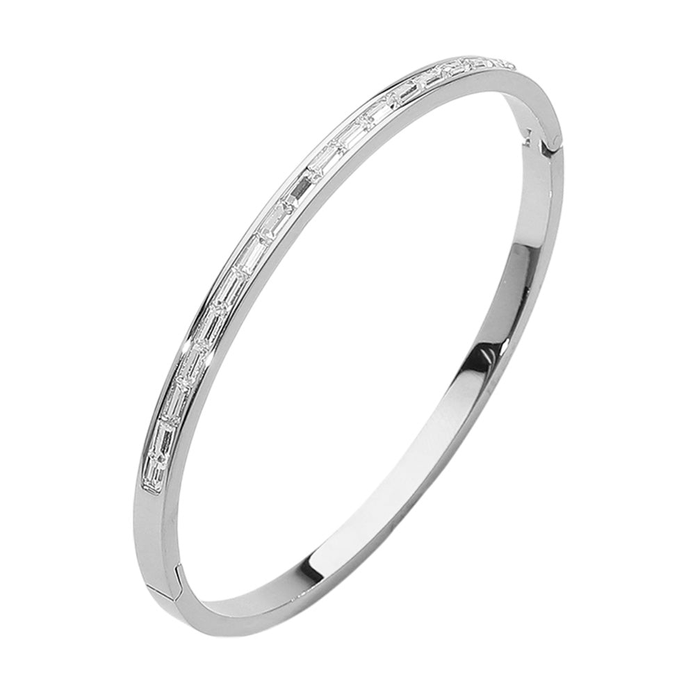 iLLASPARKZ SECRET BOX_Baguette Stone Embellished Stainless Steel Hinged Bangle Bracelet