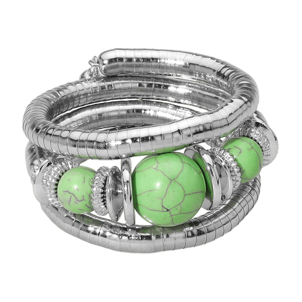 iLLASPARKZ Chunky Beads Accent Adjustable Coil Wrapped Bracelet