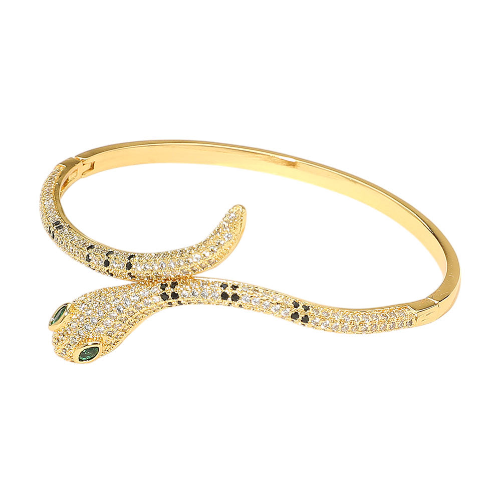 iLLASPARKZ Stone Paved Snake Hinged Bangle Bracelet
