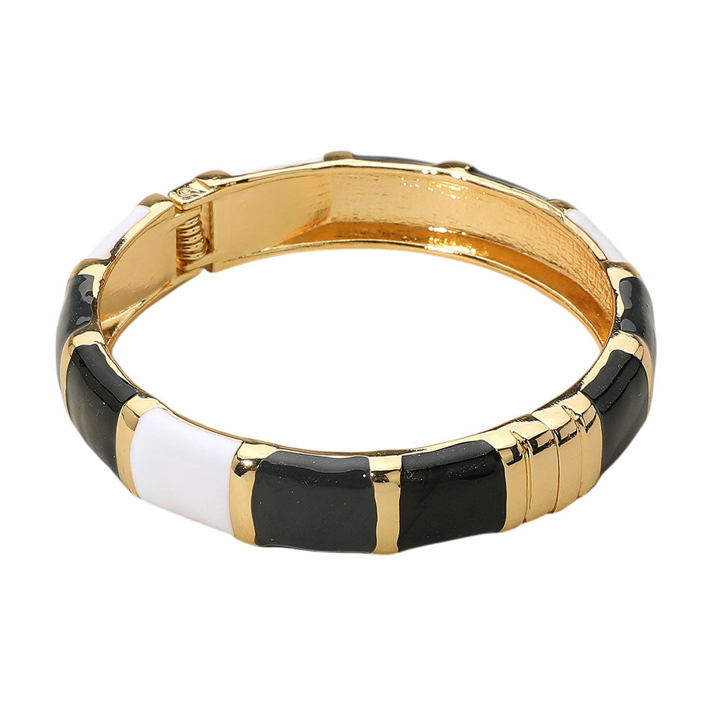 iLLASPARKZ Enamel Bamboo Hinged Bangle Bracelet