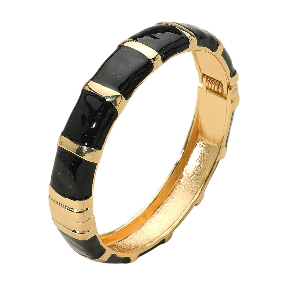 iLLASPARKZ Enamel Bamboo Hinged Bangle Bracelet