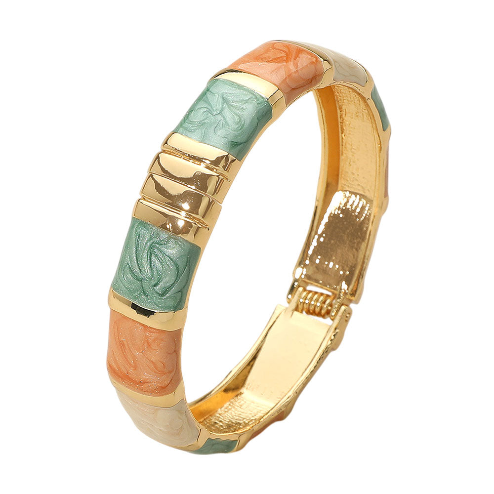 iLLASPARKZ Enamel Bamboo Hinged Bangle Bracelet