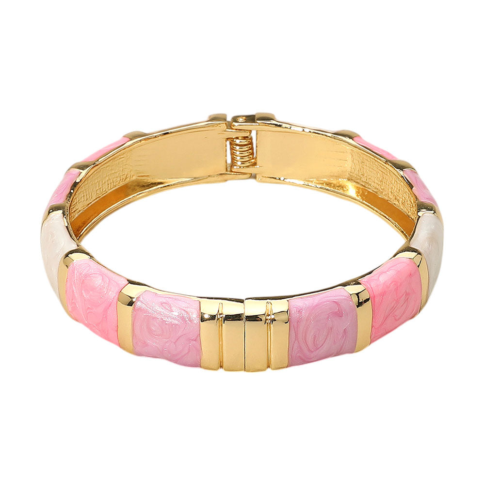 iLLASPARKZ Enamel Bamboo Hinged Bangle Bracelet