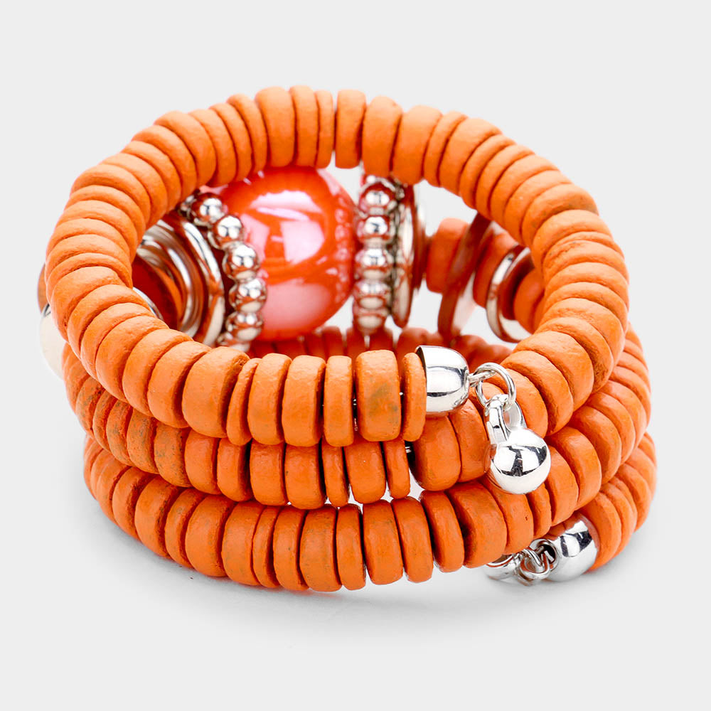 iLLASPARKZ Resin Ball Accented Wood Beaded Adjustable Bracelet