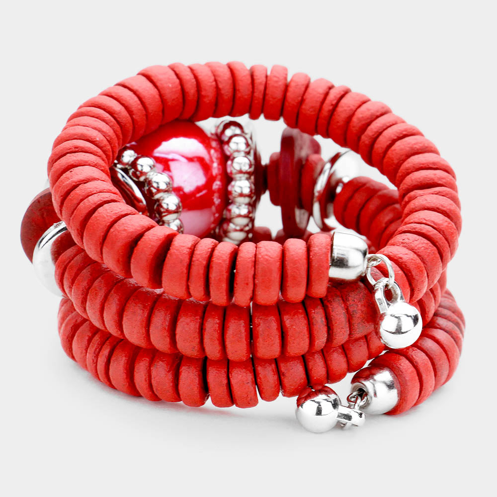 iLLASPARKZ Resin Ball Accented Wood Beaded Adjustable Bracelet