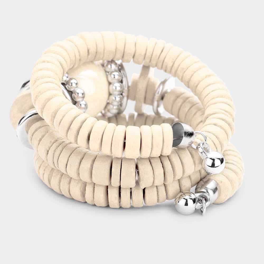 iLLASPARKZ Resin Ball Accented Wood Beaded Adjustable Bracelet