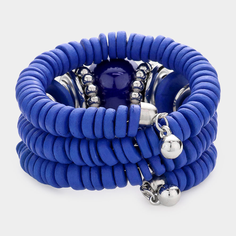 iLLASPARKZ Resin Ball Accented Wood Beaded Adjustable Bracelet
