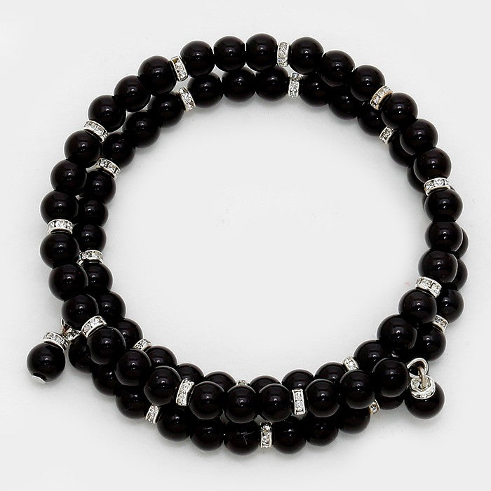 iLLASPARKZ Pearl Coil Bracelet with Crystals