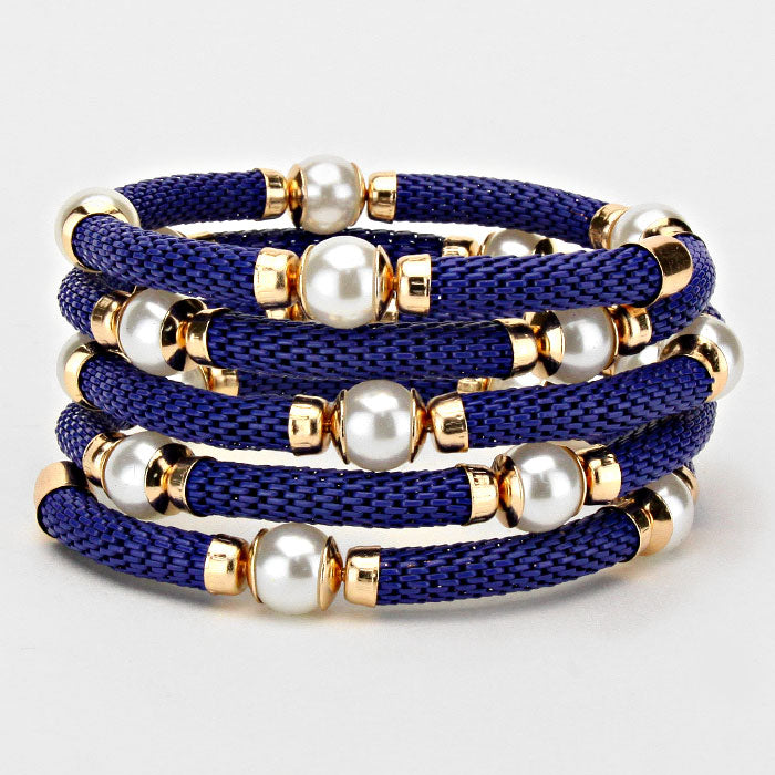 iLLASPARKZ Pearl Station Metal Coil Adjustable Bracelet