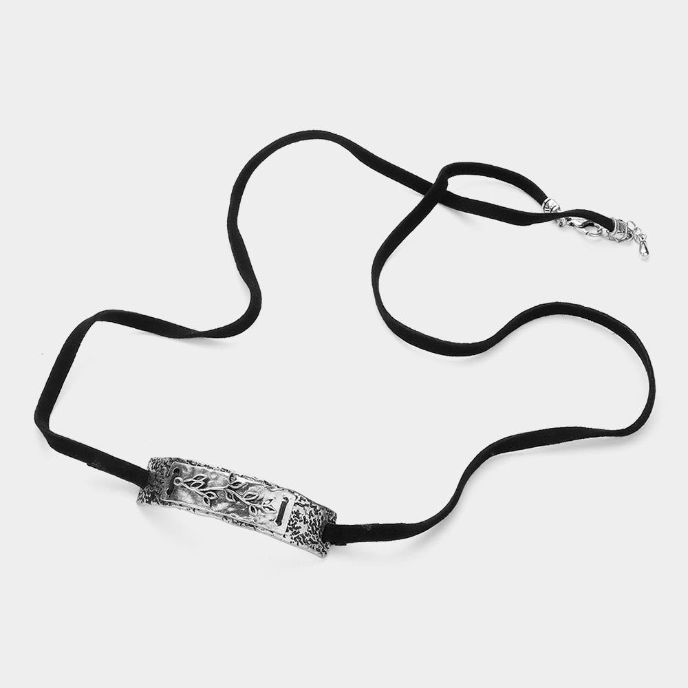 iLLASPARKZ Leaf Twig Metal Bar Pointed Faux Suede Wrap Bracelet