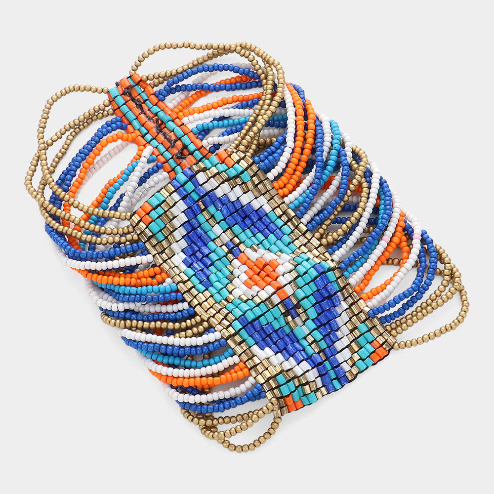 iLLASPARKZ Boho Seed Beaded Cuff Stretch Bracelet