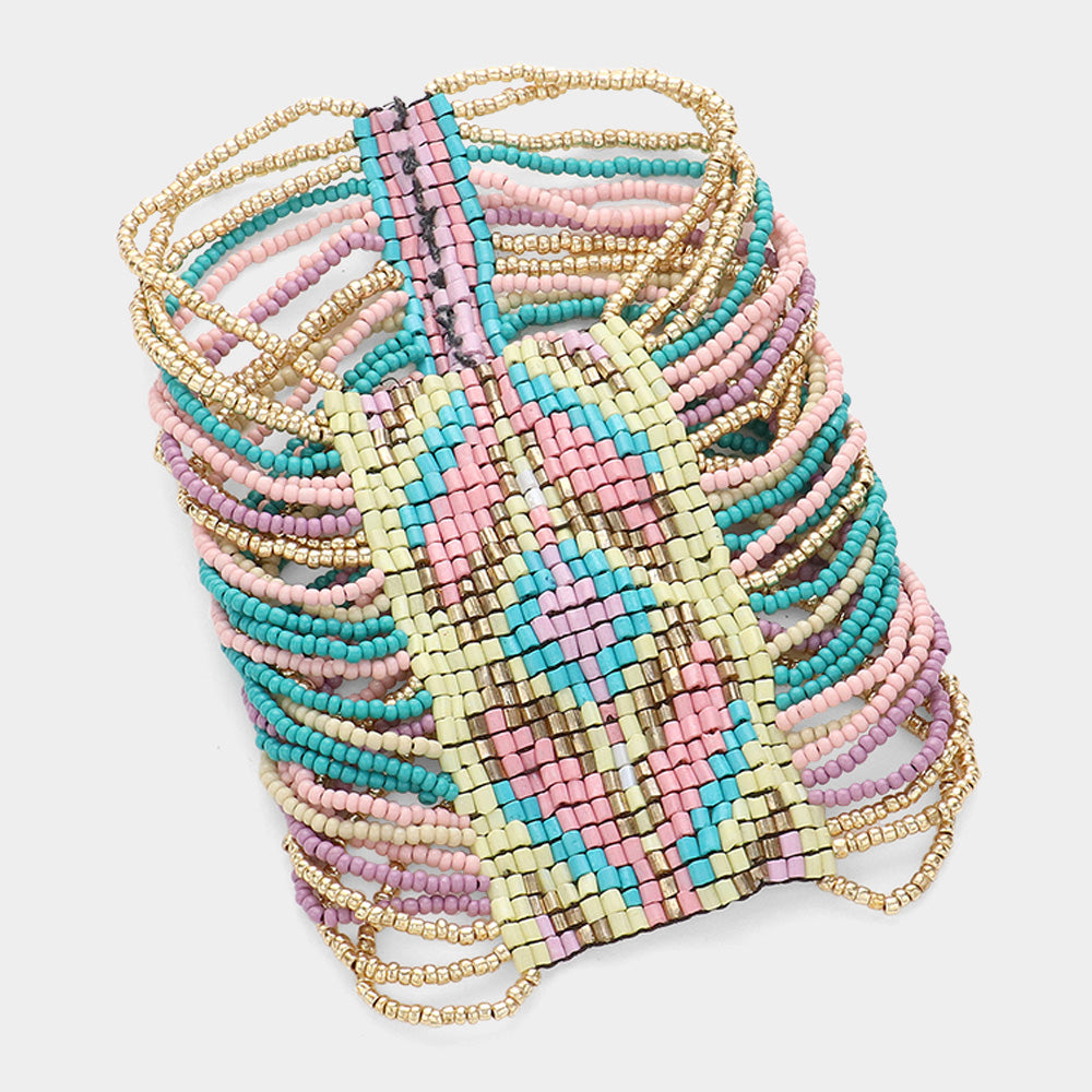 iLLASPARKZ Boho Seed Beaded Cuff Stretch Bracelet