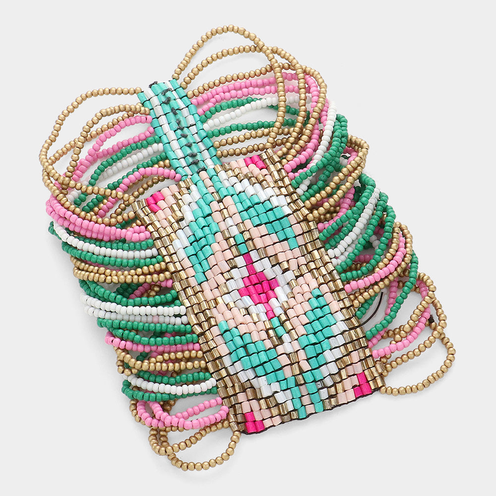 iLLASPARKZ Boho Seed Beaded Cuff Stretch Bracelet