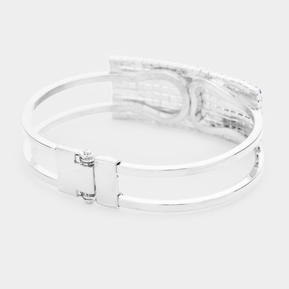iLLASPARKZ Crystal Pave American Flag Hinged Bracelet