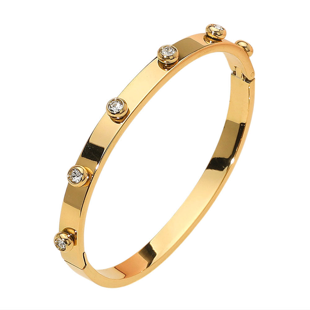iLLASPARKZ Stone Bezel Around Hinged Bangle Bracelet