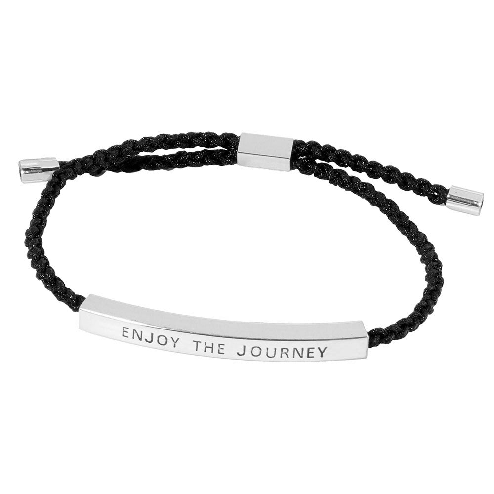 iLLASPARKZ White Gold Dipped ENJOY THE JOURNEY Message Bar Pointed Rope Adjustable Cinch Pull Tie Bracelet
