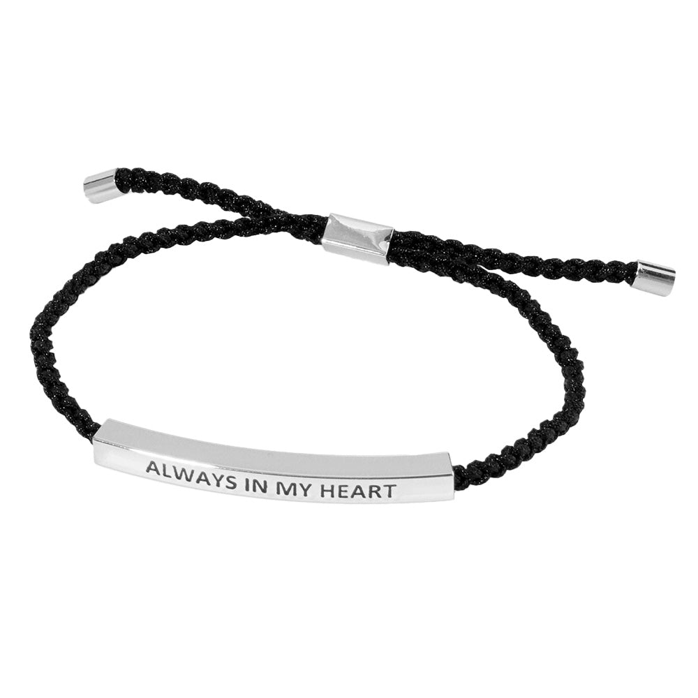 iLLASPARKZ White Gold Dipped ALWAYS Message Bar Pointed Rope Adjustable Bracelet