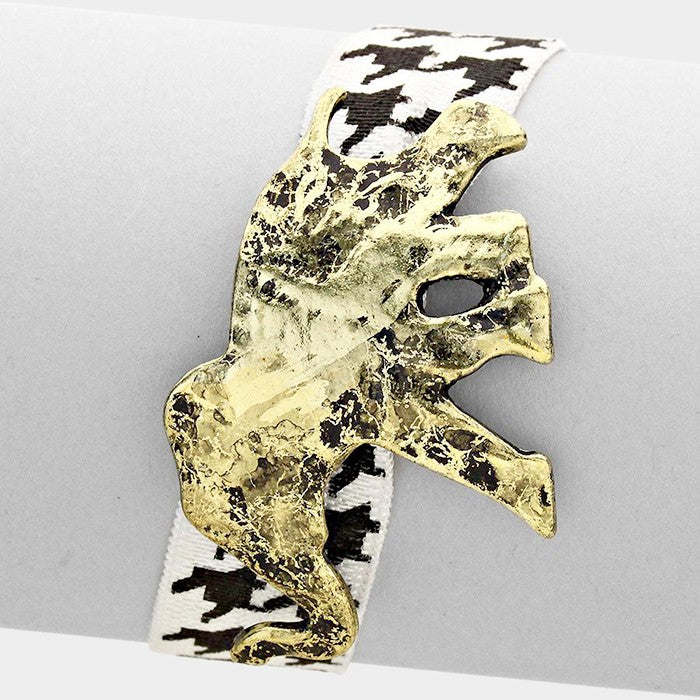 iLLASPARKZ Hammered Metal Elephant Houndstooth Bracelet / Ponytail Hair Band