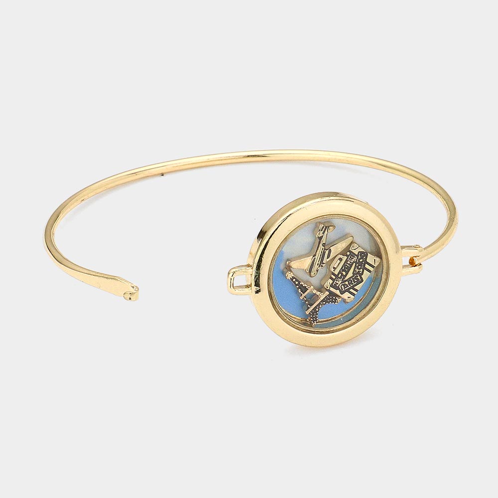 iLLASPARKZ Eiffel Tower & Air Plane Romantic Journey Floating Locket Hook Bracelet
