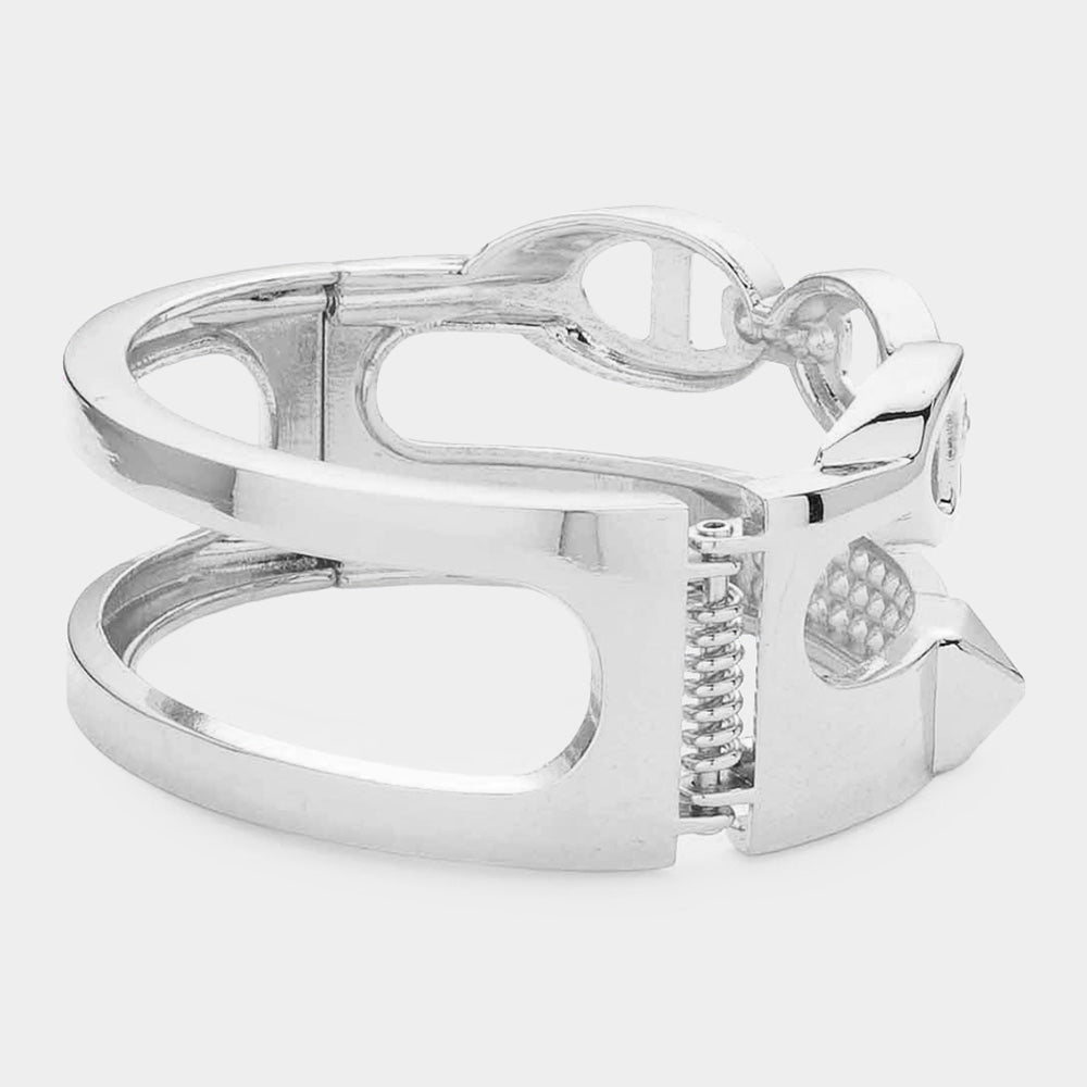iLLASPARKZ Rhinestone Embellished Split Metal Hinged Bracelet