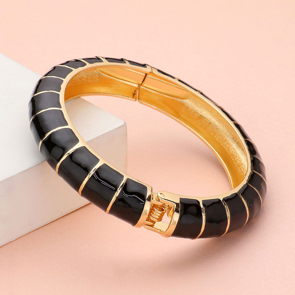 iLLASPARKZ Enamel Bamboo Hinged Bangle Bracelet