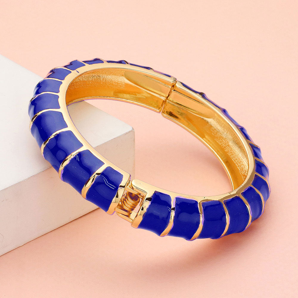 iLLASPARKZ Enamel Bamboo Hinged Bangle Bracelet