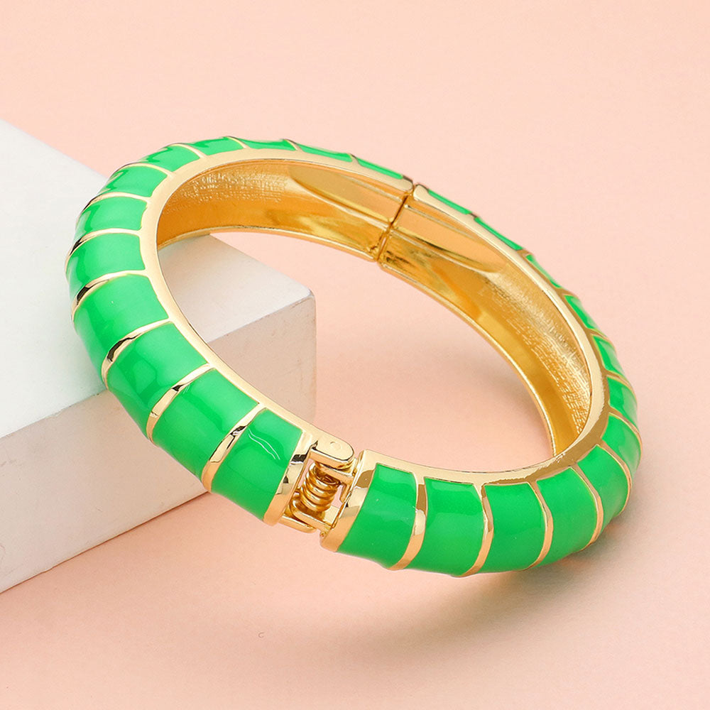 iLLASPARKZ Enamel Bamboo Hinged Bangle Bracelet