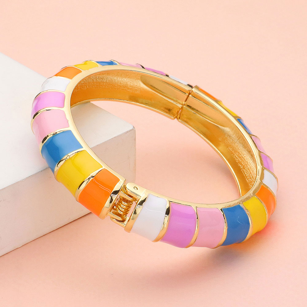iLLASPARKZ Enamel Bamboo Hinged Bangle Bracelet