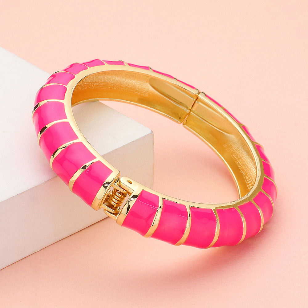 iLLASPARKZ Enamel Bamboo Hinged Bangle Bracelet