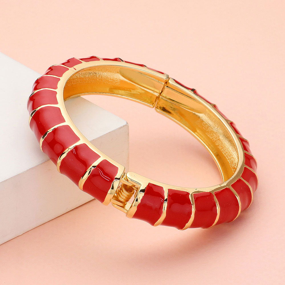 iLLASPARKZ Enamel Bamboo Hinged Bangle Bracelet