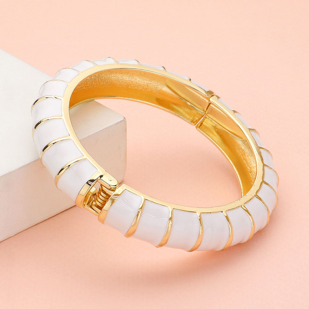iLLASPARKZ Enamel Bamboo Hinged Bangle Bracelet