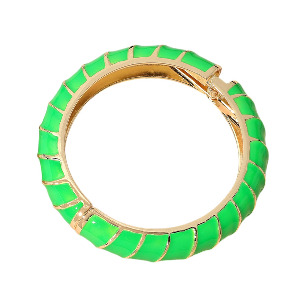 iLLASPARKZ Gold Plated Enamel Spiral Hinged Bangle Bracelet