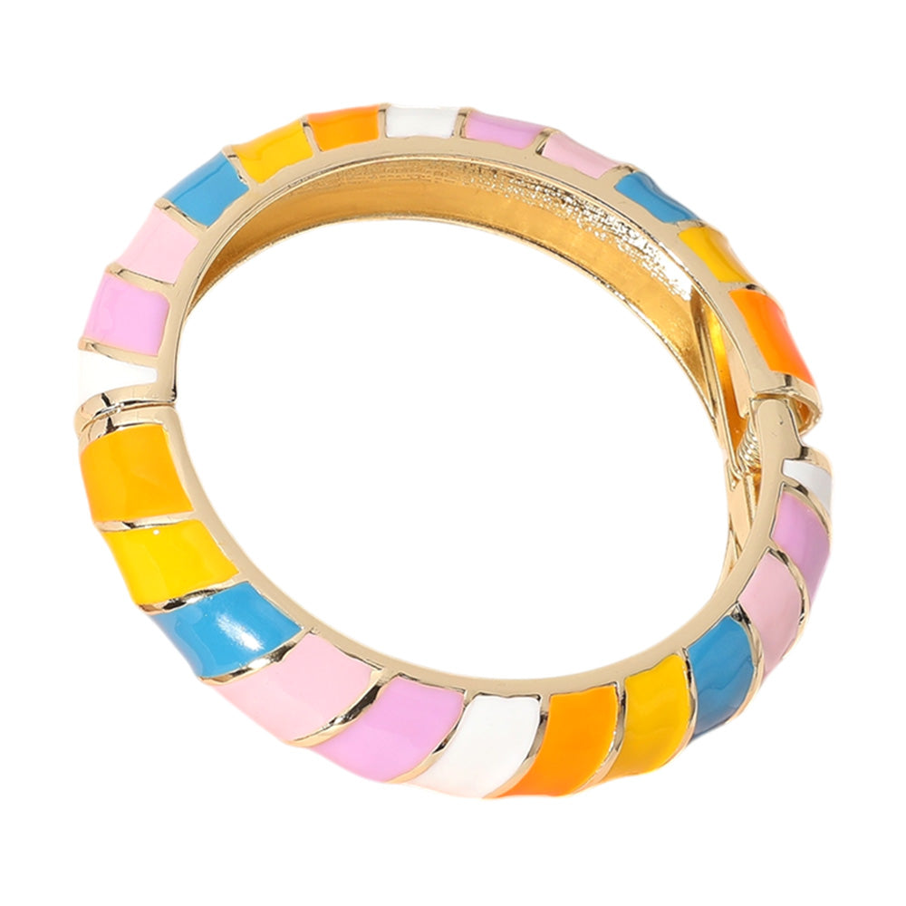 iLLASPARKZ Gold Plated Enamel Spiral Hinged Bangle Bracelet