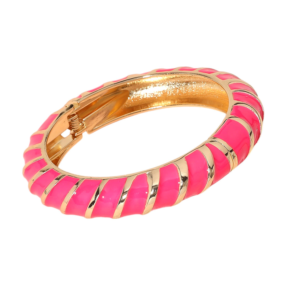 iLLASPARKZ Gold Plated Enamel Spiral Hinged Bangle Bracelet