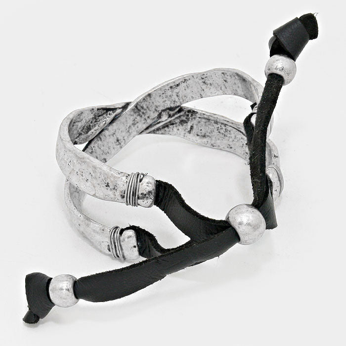 iLLASPARKZ Crossed metal faux leather cinch bracelet