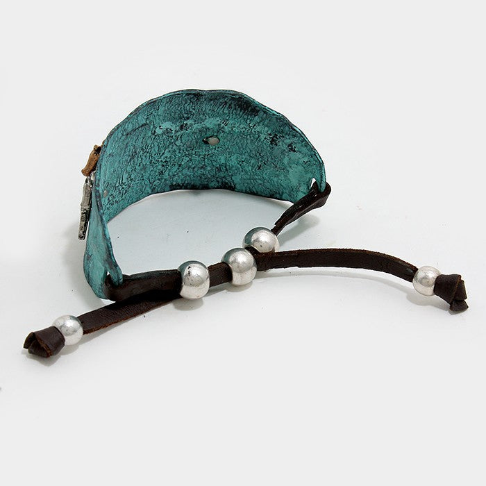 iLLASPARKZ Hammered Metal Beaded Dragonfly Cinch Bracelet