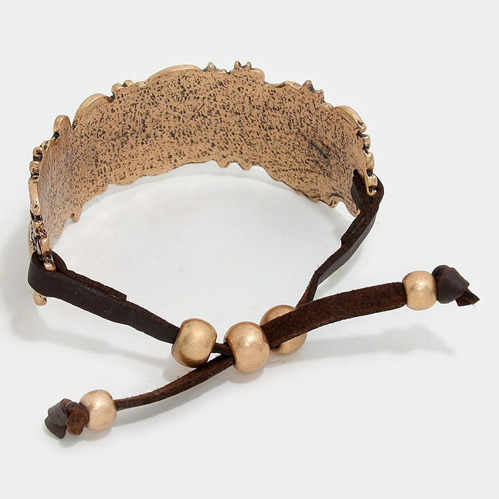 iLLASPARKZ Floral Metal Leather Cinch Bracelet