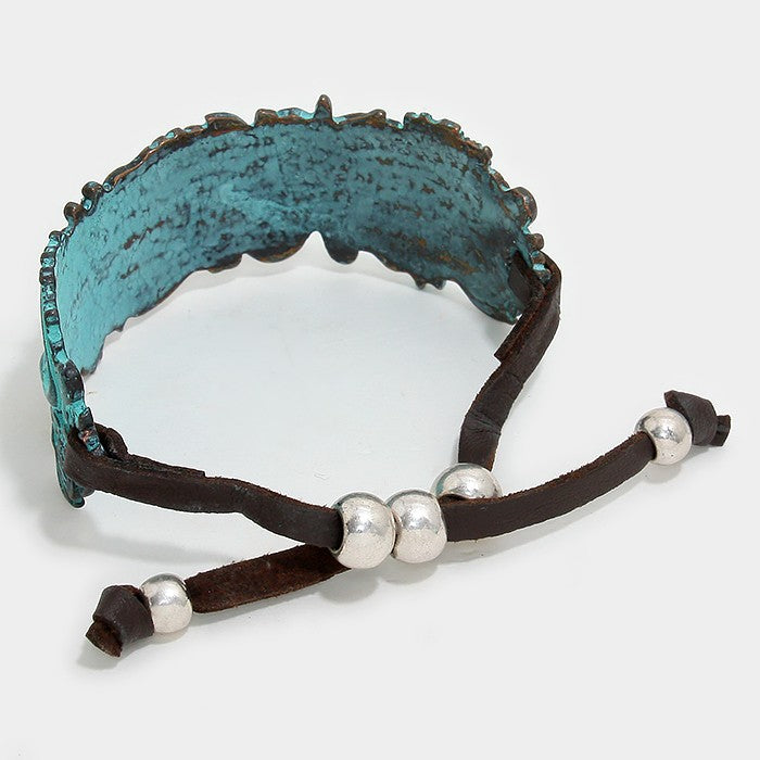 iLLASPARKZ Floral Metal Leather Cinch Bracelet