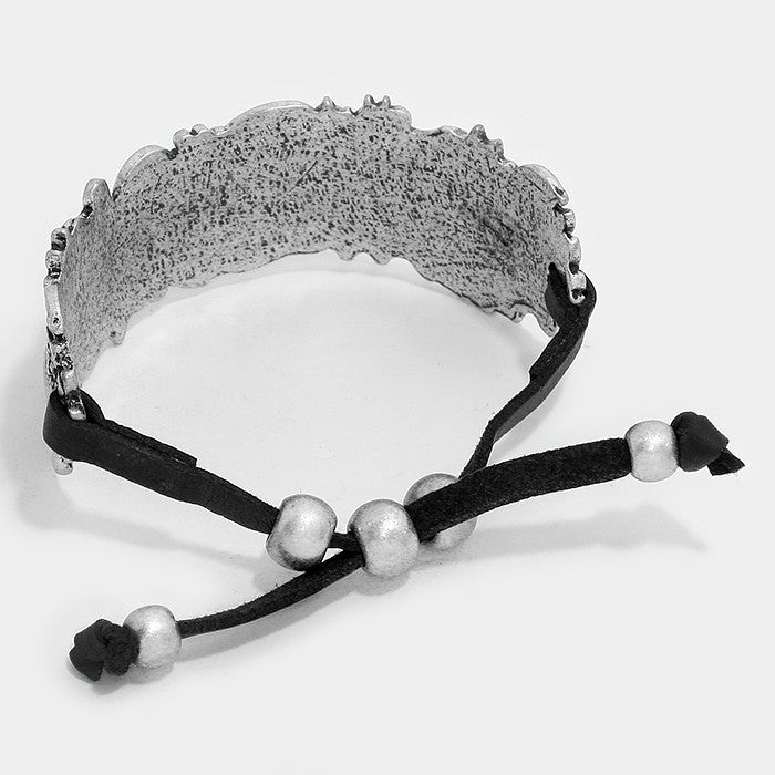 iLLASPARKZ Floral Metal Leather Cinch Bracelet