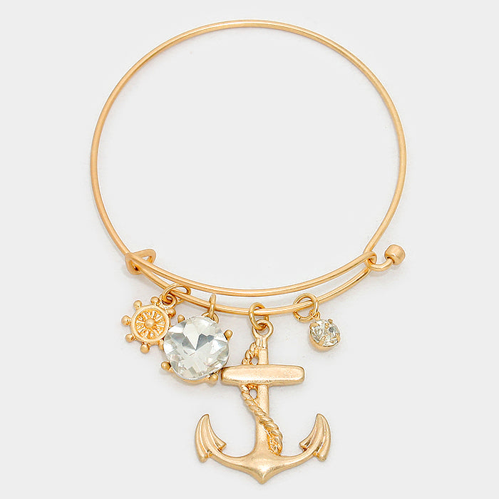 iLLASPARKZ Metal anchor ship helm & crystal charm hook bracelet