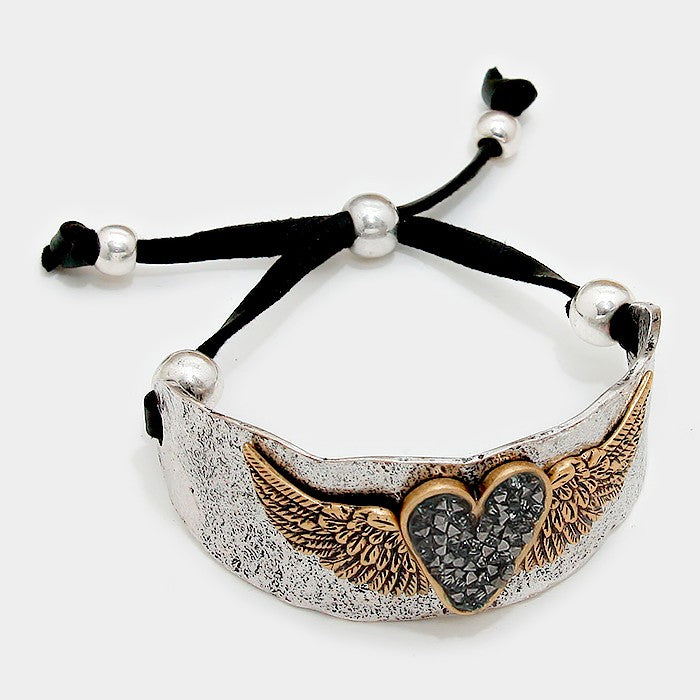 iLLASPARKZ Vintage metal heart wing cinch bracelet