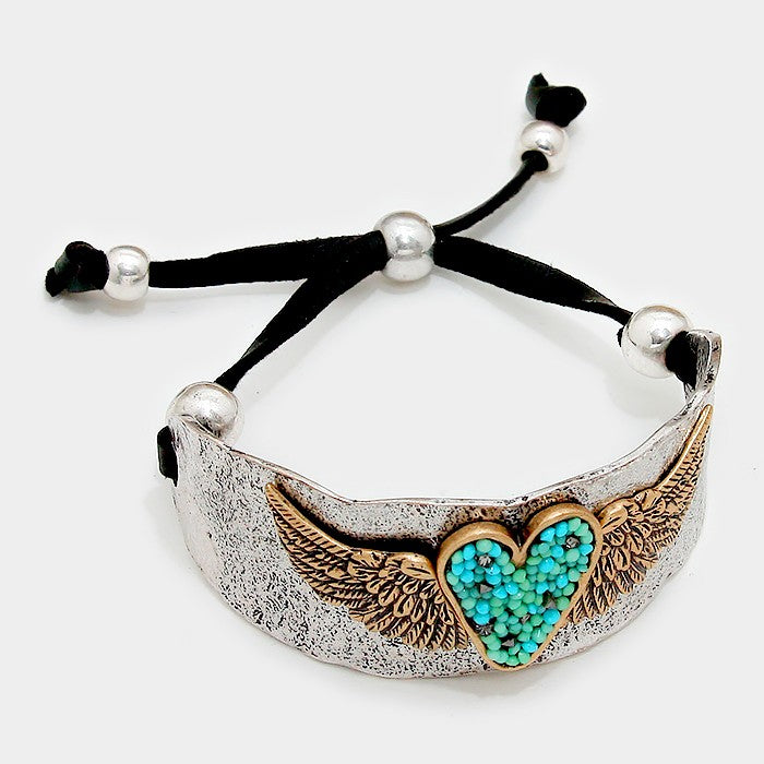 iLLASPARKZ Vintage metal heart wing cinch bracelet