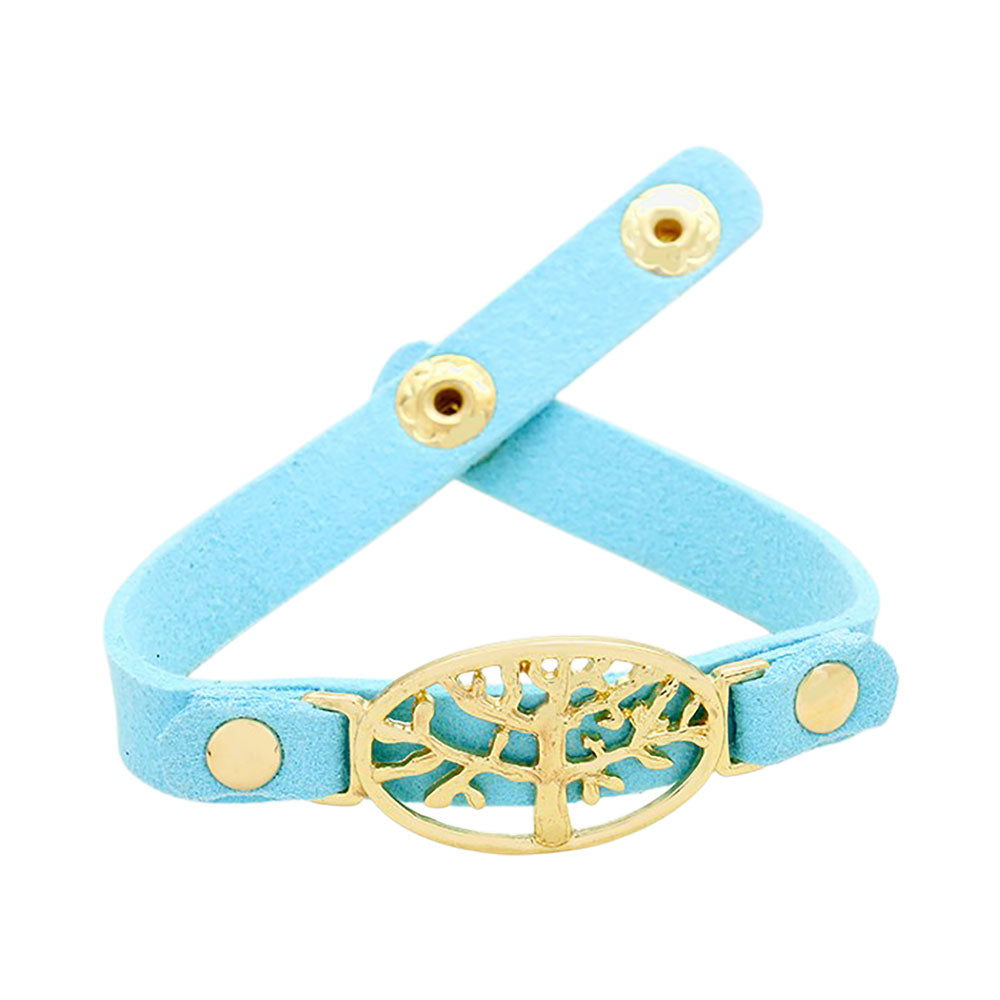 iLLASPARKZ Metal Tree Of Life Faux Suede Bracelet