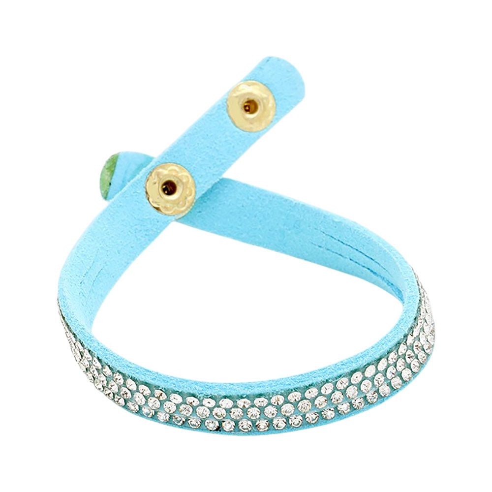 iLLASPARKZ Triple Tier Bling Studded Faux Suede Bracelet