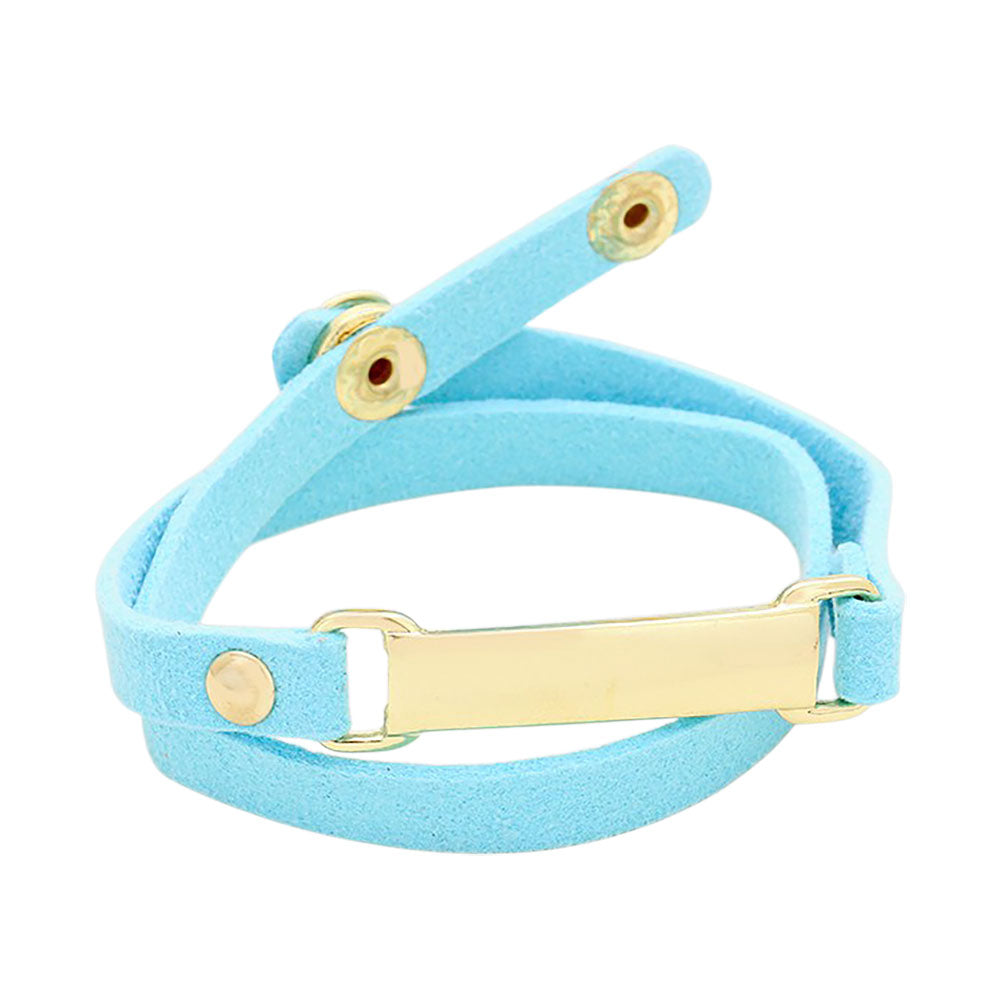 iLLASPARKZ Metal Bar Faux Suede Wrap Bracelet