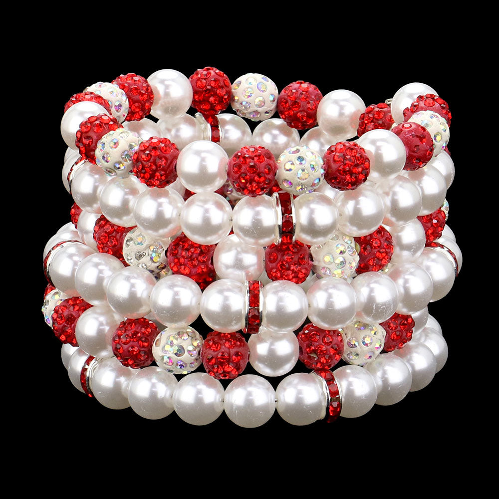 iLLASPARKZ Pearl Shamballa Ball Beaded Adjustable Strand Bracelet